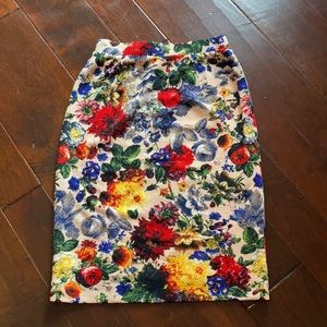 Size small Pixley pencil skirt and soft orange & floral pattern-